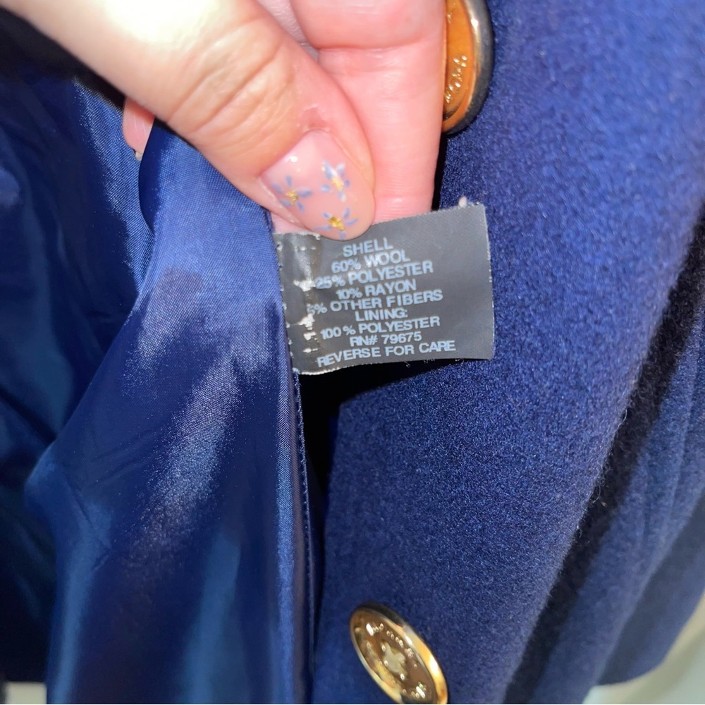 Michael Kors MK Shappire Blue Hooded Wool Belted Tie Waist Pea Coat - Picture 9 of 12